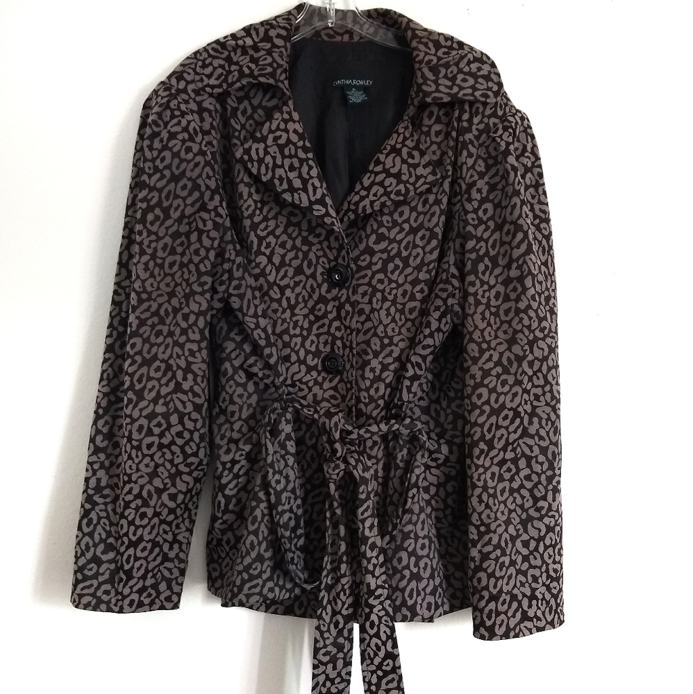 Cynthia Rowley Animal Cheetah Print Jacket with Tie Belt Size XL
